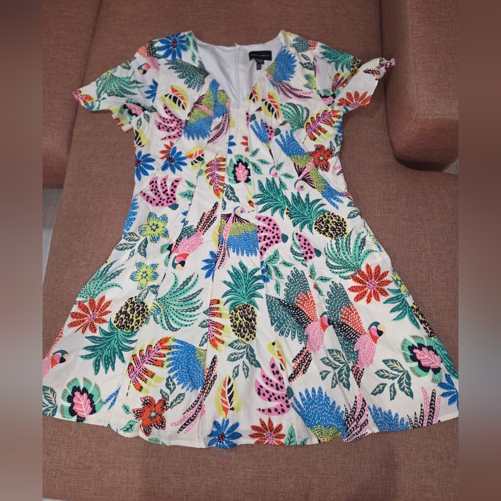 Donna Morgan Women's Floral Tropical Island Fit N Flare Midi  Flowy Dress Sz 14